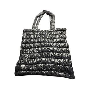 Mayim Black Quilted Puffer Tote Bag Liner Pockets Shoulder Straps NWOT